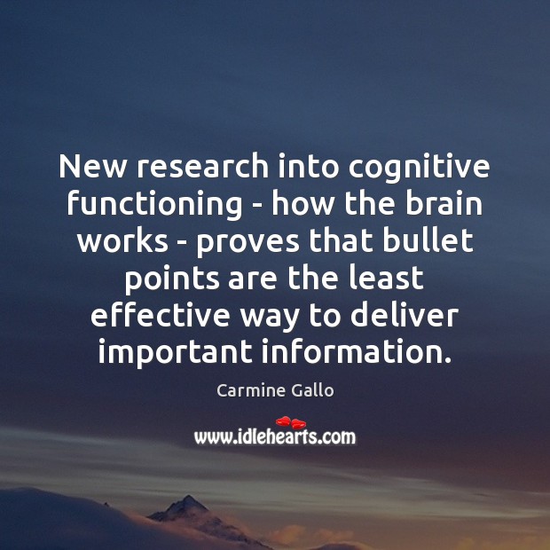New research into cognitive functioning – how the brain works – proves Image