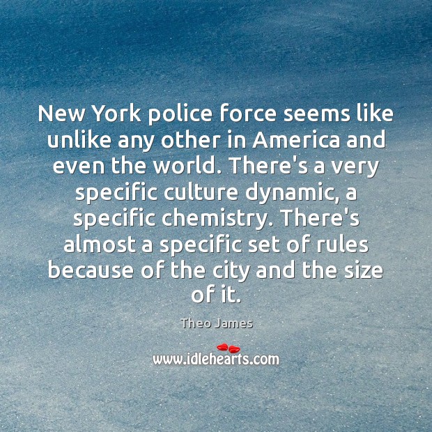 New York police force seems like unlike any other in America and Theo James Picture Quote