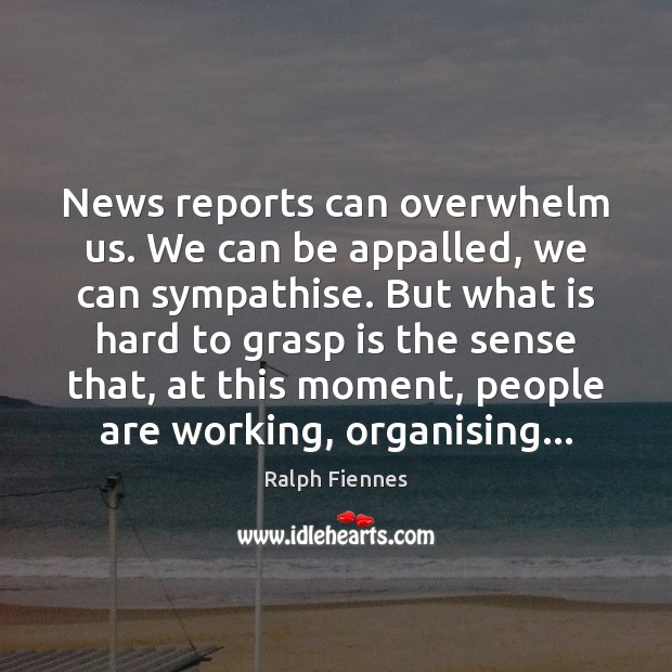News reports can overwhelm us. We can be appalled, we can sympathise. Ralph Fiennes Picture Quote