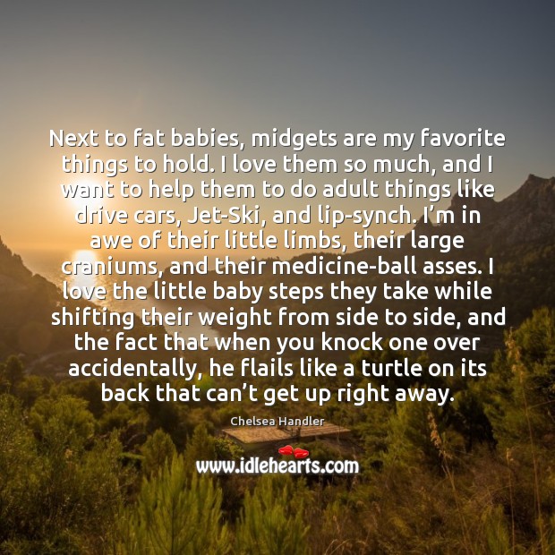 Next to fat babies, midgets are my favorite things to hold. I Chelsea Handler Picture Quote