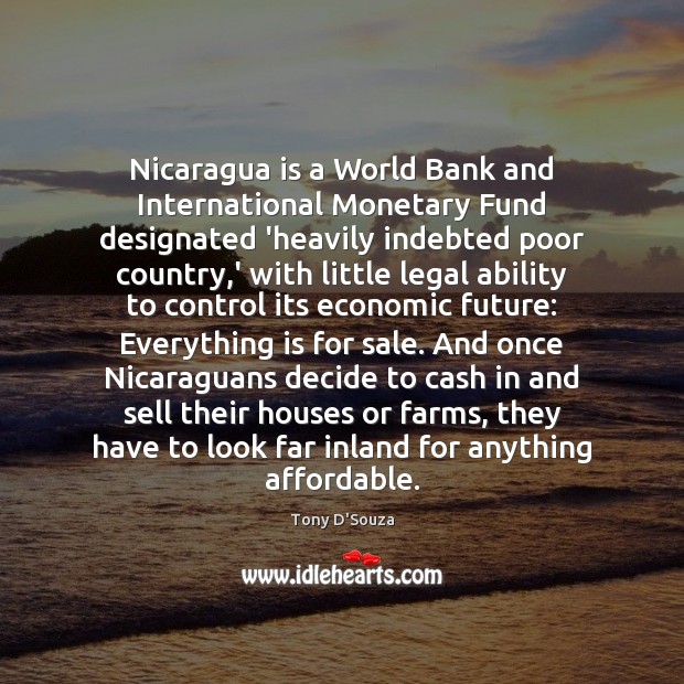 Nicaragua is a World Bank and International Monetary Fund designated ‘heavily indebted Image