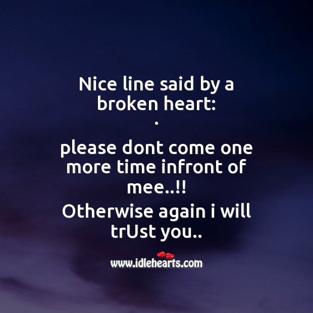 Nice line said by a broken heart Image