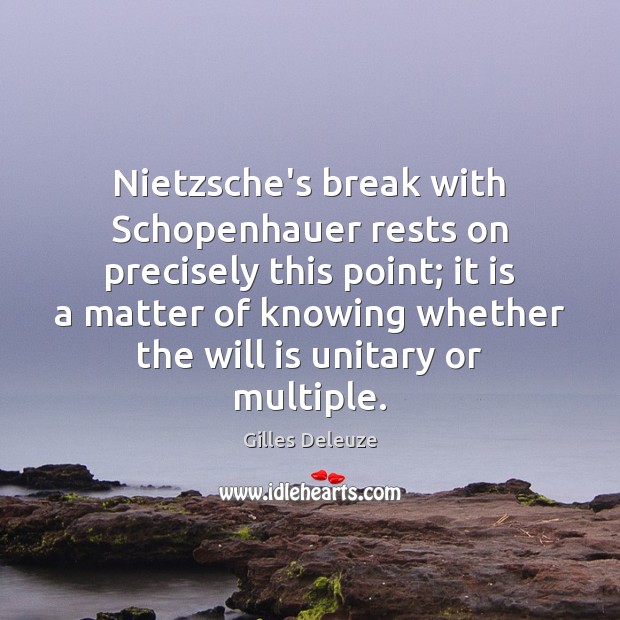 Nietzsche’s break with Schopenhauer rests on precisely this point; it is a 