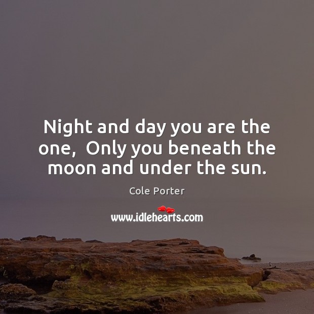 Night and day you are the one,  Only you beneath the moon and under the sun. Image