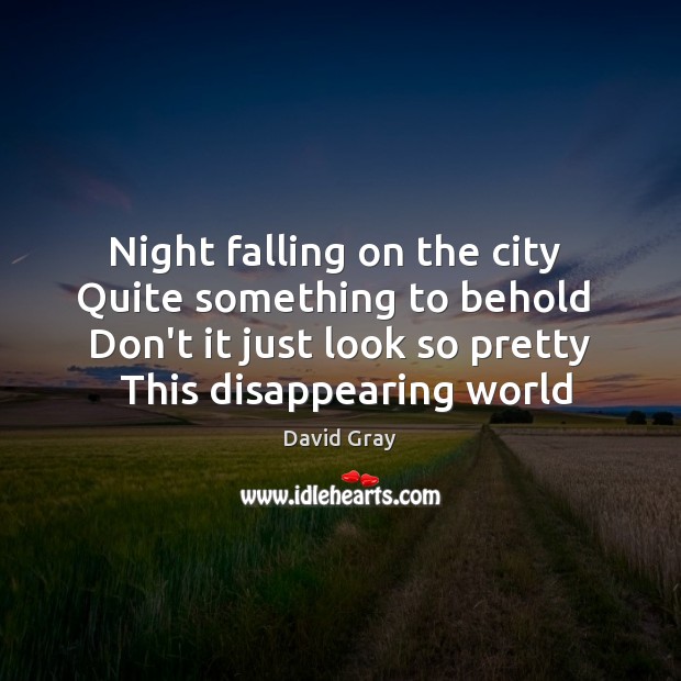 Night falling on the city  Quite something to behold  Don’t it just David Gray Picture Quote