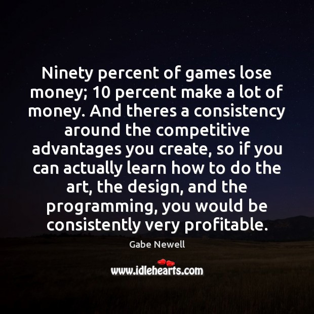 Ninety percent of games lose money; 10 percent make a lot of money. Design Quotes Image