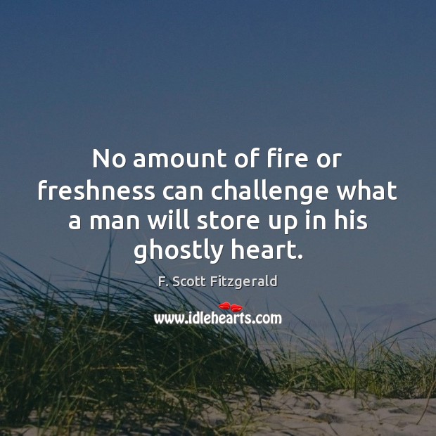 No amount of fire or freshness can challenge what a man will F. Scott Fitzgerald Picture Quote