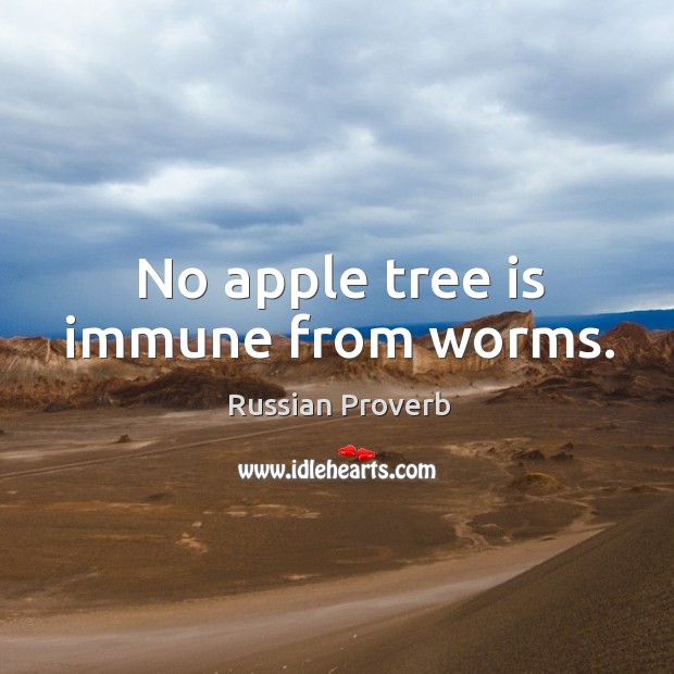 No apple tree is immune from worms. Russian Proverbs Image