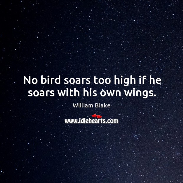 No bird soars too high if he soars with his own wings. William Blake Picture Quote
