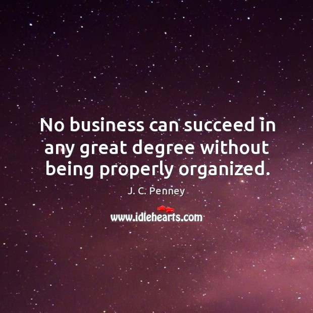 No business can succeed in any great degree without being properly organized. J. C. Penney Picture Quote