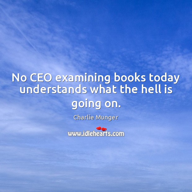 No CEO examining books today understands what the hell is going on. Charlie Munger Picture Quote
