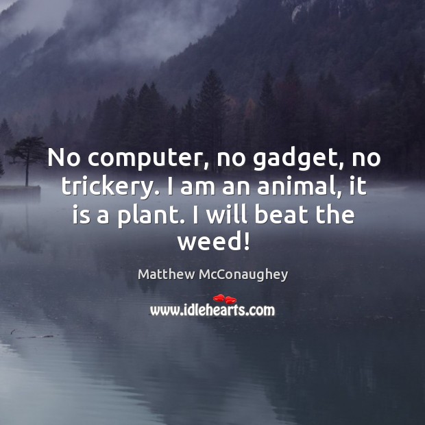 No computer, no gadget, no trickery. I am an animal, it is a plant. I will beat the weed! Image