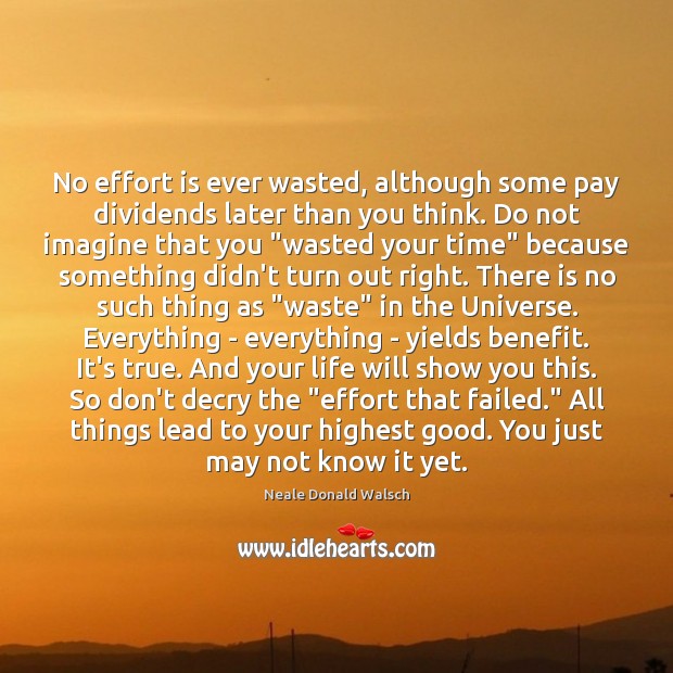 No effort is ever wasted, although some pay dividends later than you Image