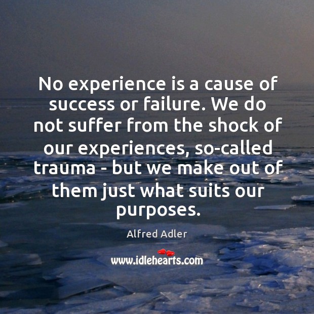 No experience is a cause of success or failure. We do not Alfred Adler Picture Quote