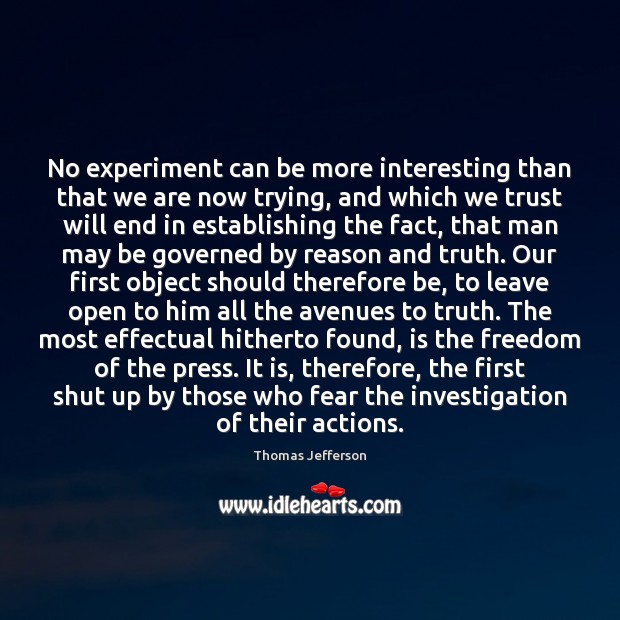 No experiment can be more interesting than that we are now trying, Image