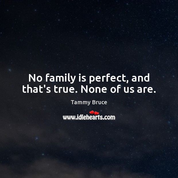 No family is perfect, and that’s true. None of us are. Tammy Bruce Picture Quote