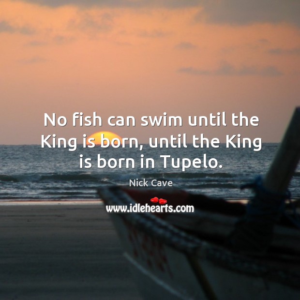 No fish can swim until the King is born, until the King is born in Tupelo. Nick Cave Picture Quote