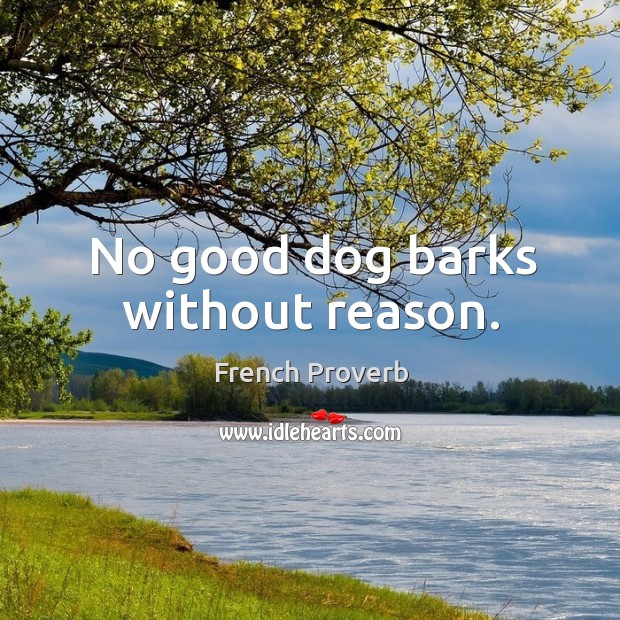 No good dog barks without reason. Image