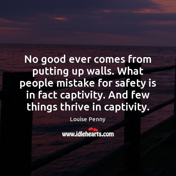 No good ever comes from putting up walls. What people mistake for Safety Quotes Image