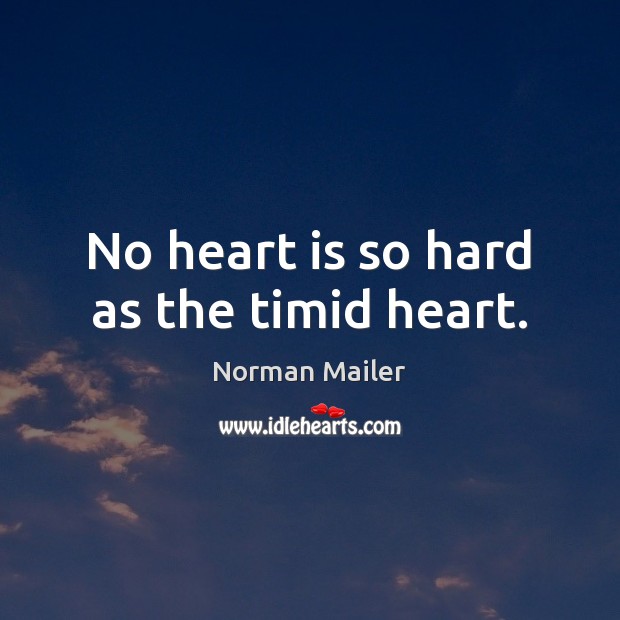 No heart is so hard as the timid heart. Norman Mailer Picture Quote