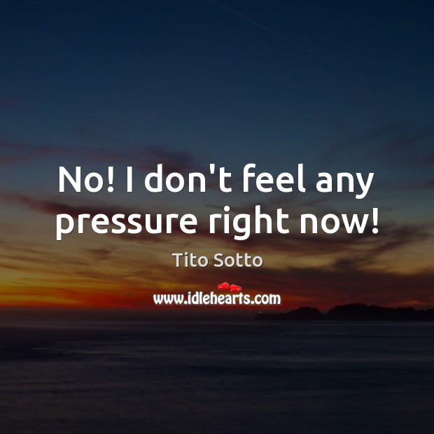 No! I don’t feel any pressure right now! Image