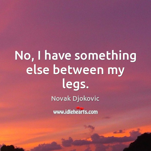No, I have something else between my legs. Novak Djokovic Picture Quote