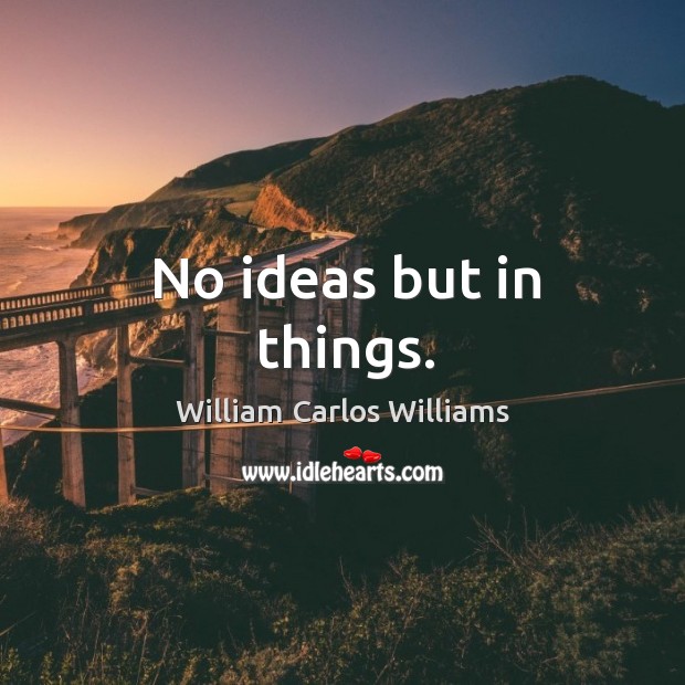 No ideas but in things. William Carlos Williams Picture Quote