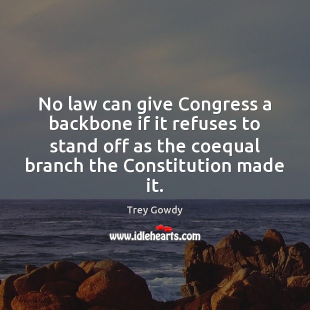 No law can give Congress a backbone if it refuses to stand Trey Gowdy Picture Quote