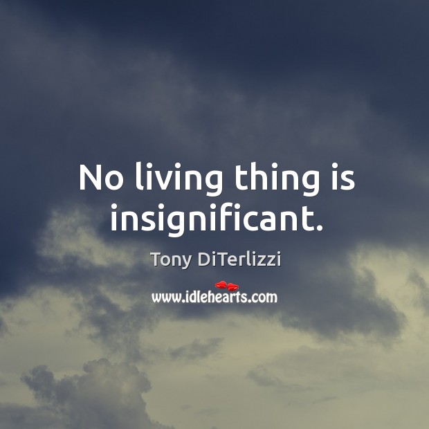 No living thing is insignificant. Tony DiTerlizzi Picture Quote