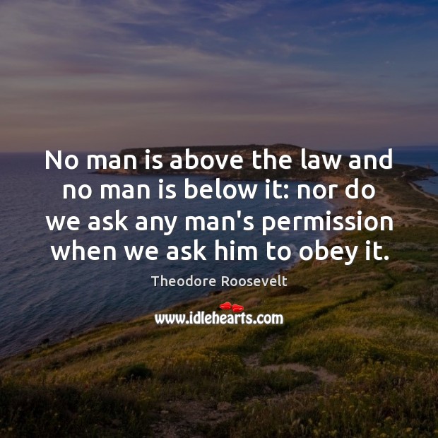 No man is above the law and no man is below it: Theodore Roosevelt Picture Quote