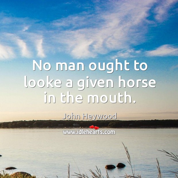 No man ought to looke a given horse in the mouth. John Heywood Picture Quote
