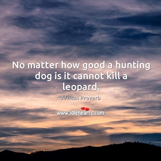 No matter how good a hunting dog is it cannot kill a leopard. Image