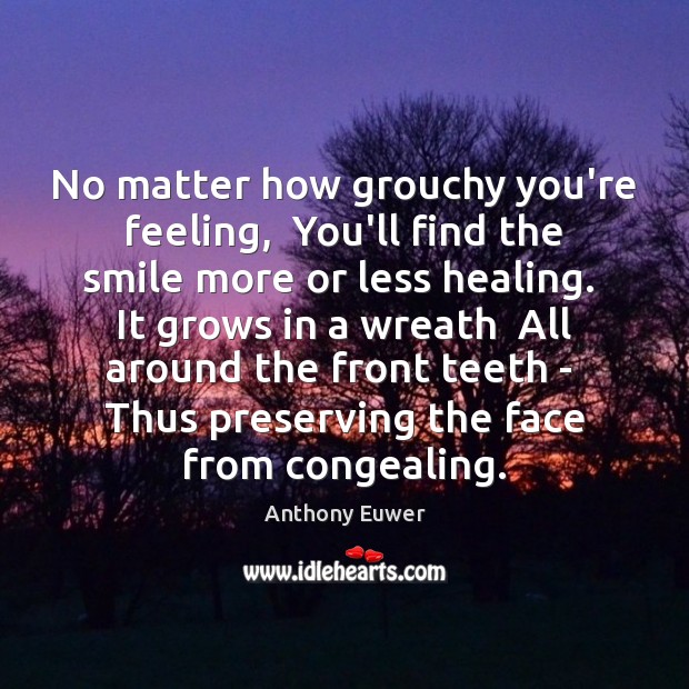 No matter how grouchy you’re feeling,  You’ll find the smile more or Anthony Euwer Picture Quote
