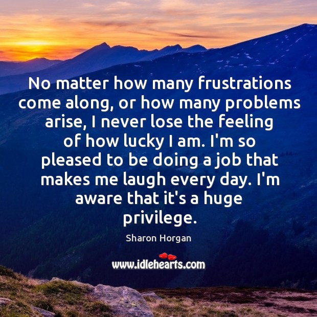 No matter how many frustrations come along, or how many problems arise, Sharon Horgan Picture Quote