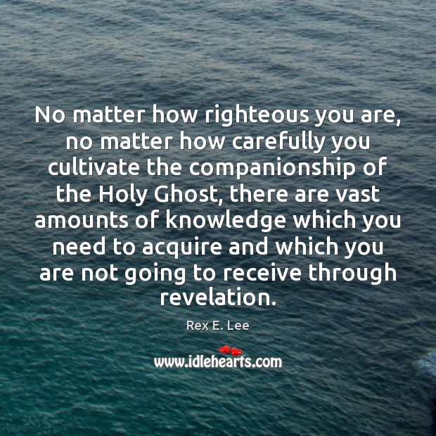 No matter how righteous you are, no matter how carefully you cultivate Rex E. Lee Picture Quote