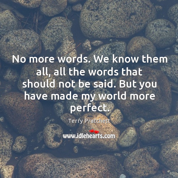 No more words. We know them all, all the words that should Terry Pratchett Picture Quote