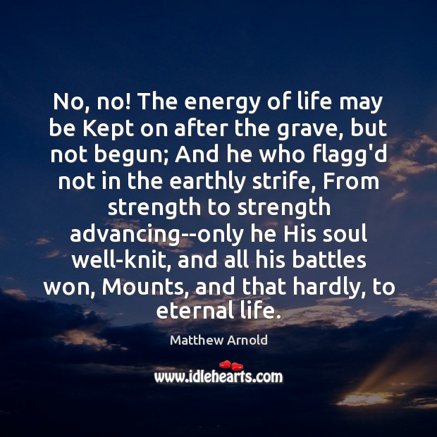 No, no! The energy of life may be Kept on after the Matthew Arnold Picture Quote