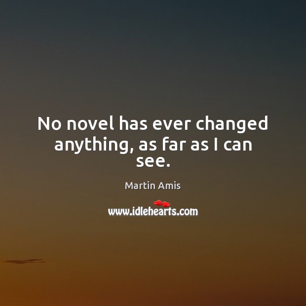 No novel has ever changed anything, as far as I can see. Martin Amis Picture Quote