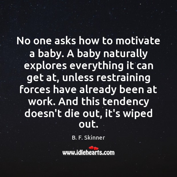 No one asks how to motivate a baby. A baby naturally explores B. F. Skinner Picture Quote