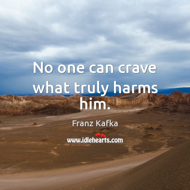 No one can crave what truly harms him. Franz Kafka Picture Quote