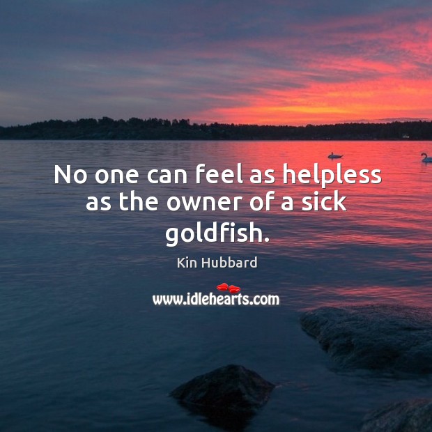 No one can feel as helpless as the owner of a sick goldfish. Kin Hubbard Picture Quote