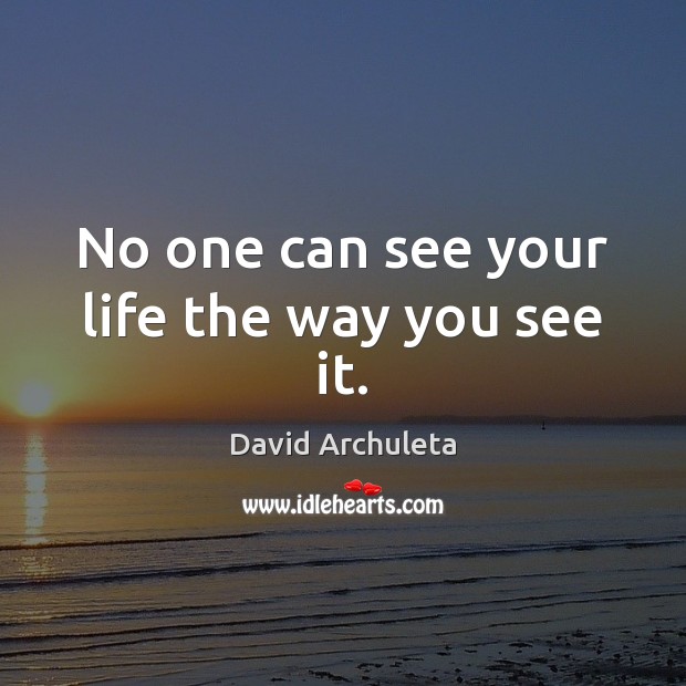 No one can see your life the way you see it. David Archuleta Picture Quote