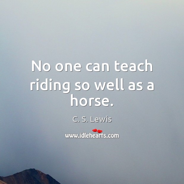 No one can teach riding so well as a horse. Image