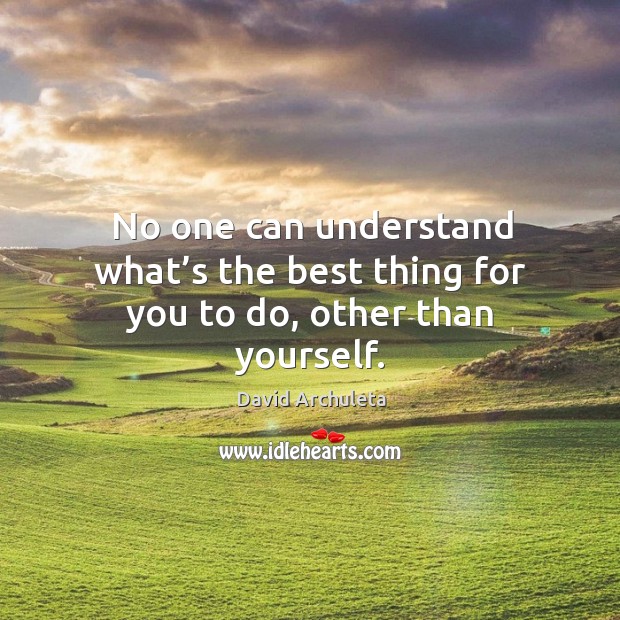 No one can understand what’s the best thing for you to do, other than yourself. David Archuleta Picture Quote