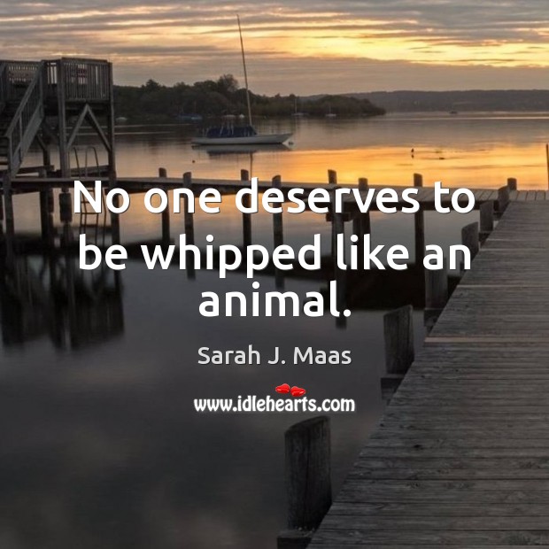 No one deserves to be whipped like an animal. Sarah J. Maas Picture Quote