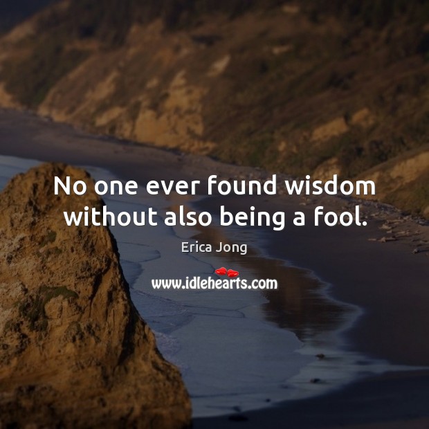 No one ever found wisdom without also being a fool. Erica Jong Picture Quote