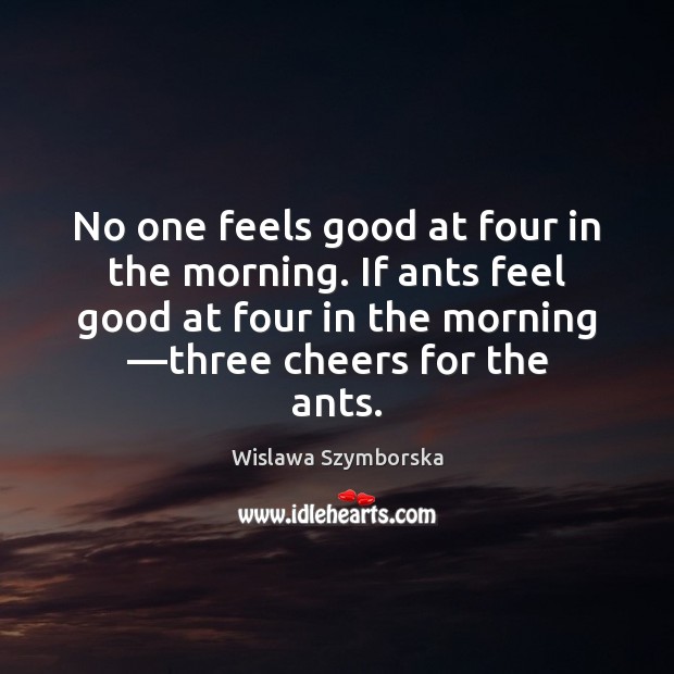 No one feels good at four in the morning. If ants feel Image