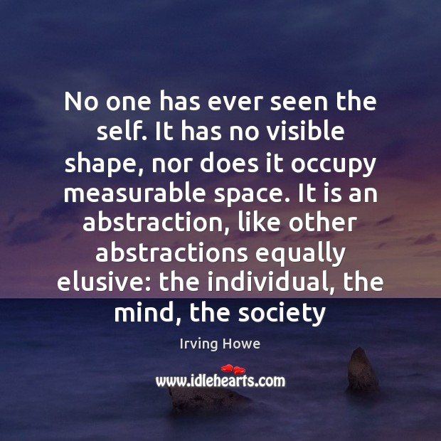 No one has ever seen the self. It has no visible shape, Irving Howe Picture Quote