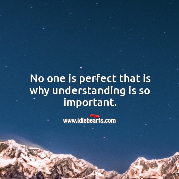 No one is perfect that is why understanding is so important. Understanding Quotes Image