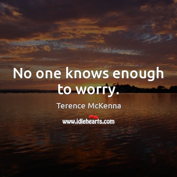 No one knows enough to worry. Terence McKenna Picture Quote
